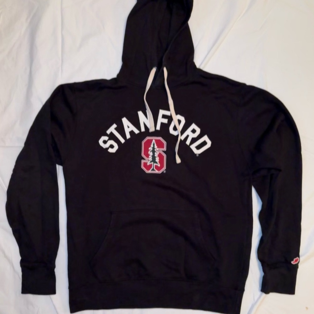 Stanford University, Black Hoodie with embroidered letters and logo.
